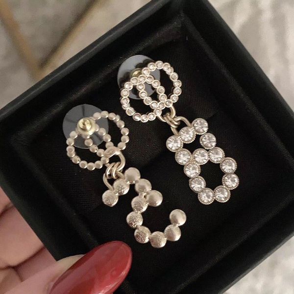 

c2366 fashion both letters dazzle with brilliance crystal earrings pendant ladies party wedding couple gift jewelry, Golden;silver