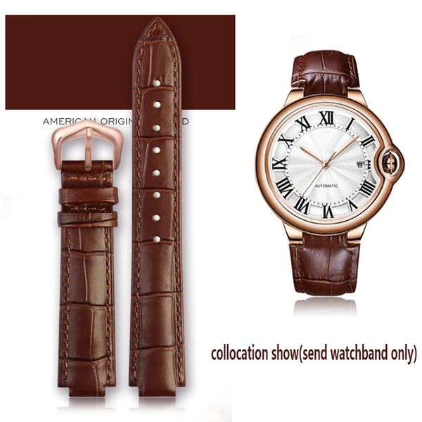 Uhrenbänder Echtes Lederarmband für Handgelenkband Männer Weiblich Konvexband 14 8mm 18 11mm 20 12mm Modearmband268r