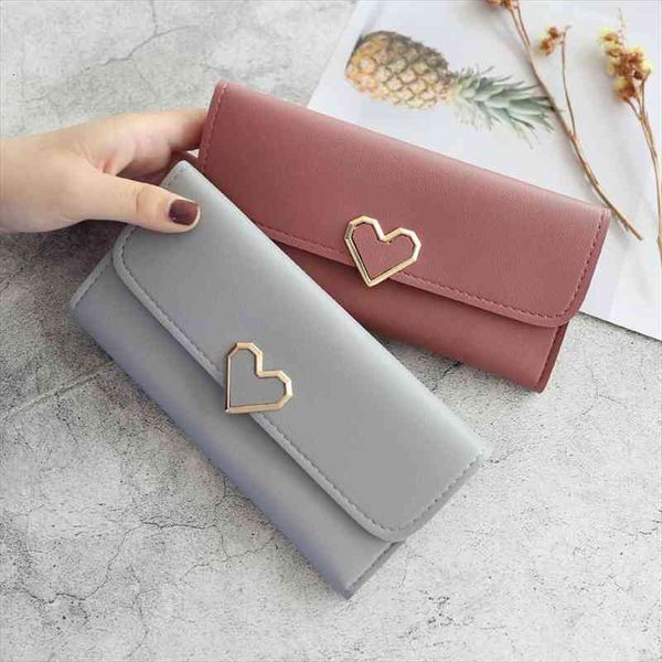 

cute pu leather heart shaped decoration long multi card purse buckle clutch mobile phone student womens wallet, Red;black