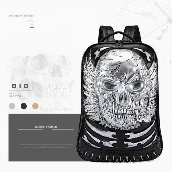 

backpack the personalized street cool rock men grimace pattern skull funny shoulder bag pack
