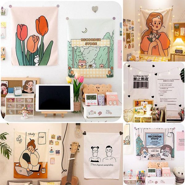 

tapestries ins style wall decoration background cloth net red text tapestry dormitory room layout bedside table and dossal