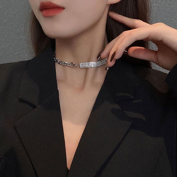 

chokers 2021 fashion stainless steel clavicle necklace for women lovely diamond neck chain choker prom friend couples jewelry gift, Golden;silver