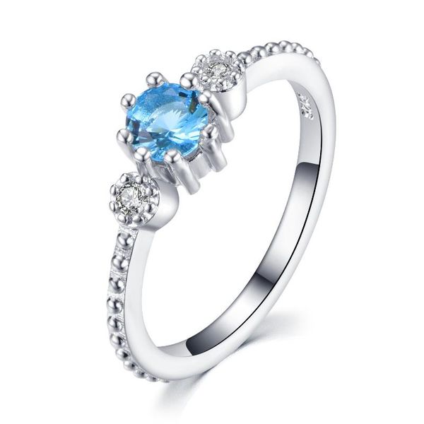 

wedding rings 1piece for women 2021 jewelry mysterious sea blue stone on finger engagement gift, Slivery;golden