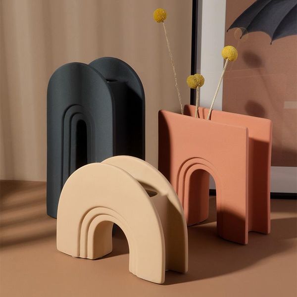 

vases creative u type table ceramic vase for home decoration flower black