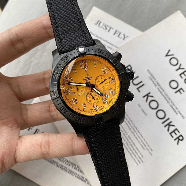 

aaa mens luxury brand watch quartz battery 316l steel black case amazing orange face 45mm dial men casual watches, Slivery;brown