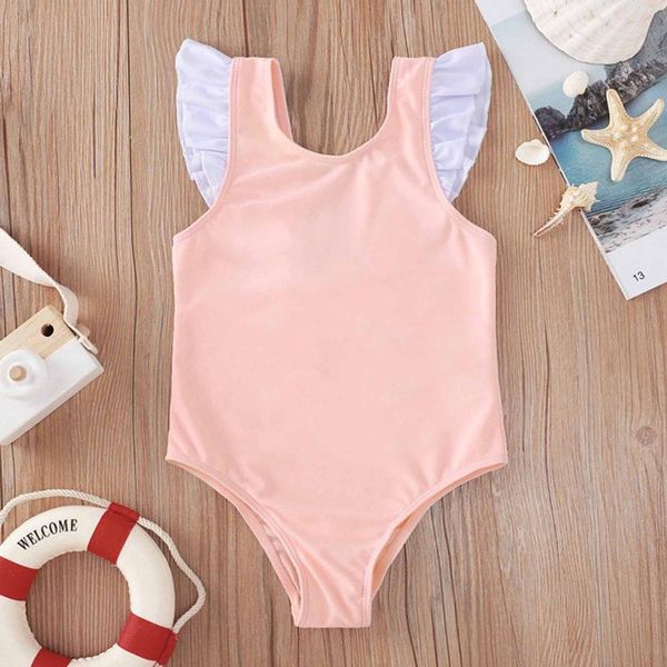 

one-pieces toddler baby swimwear kids girl solid color ruffle bikini summer beach bathing suit swimming clothes one piece swimsuit, Black