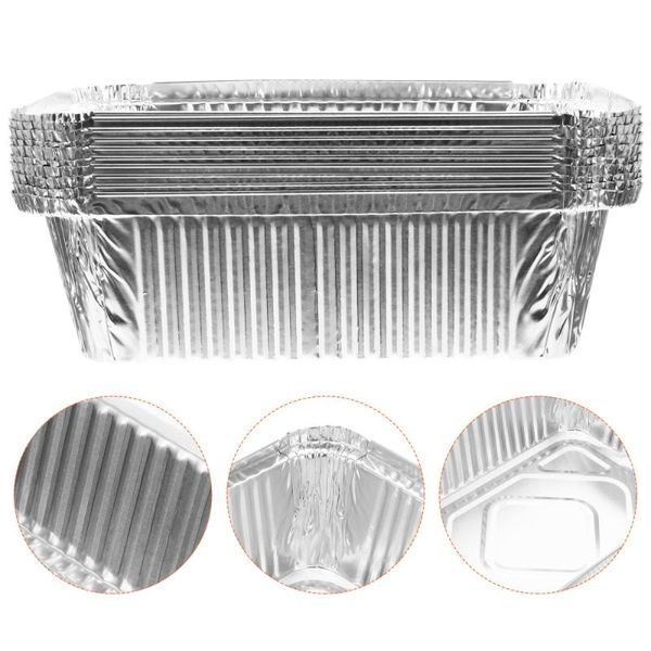 

gift wrap 10pcs portable aluminum foil barbecue pans disposable containers (silver)