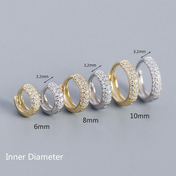 

hoop & huggie 925 sterling silver cz dome hinged sleepers earrings a1168, Golden;silver