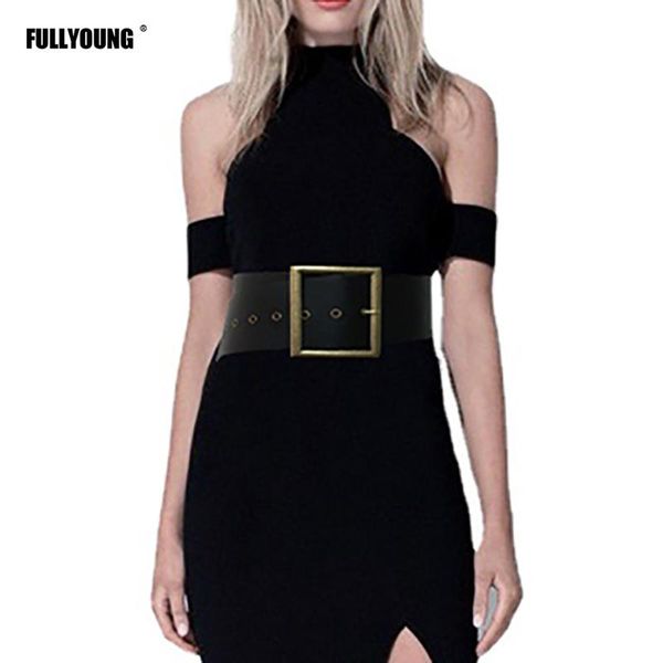 

belts women's fashion wide belt square pin buckle imitation leather corset strap decorative coat dress simple waistband, Black;brown