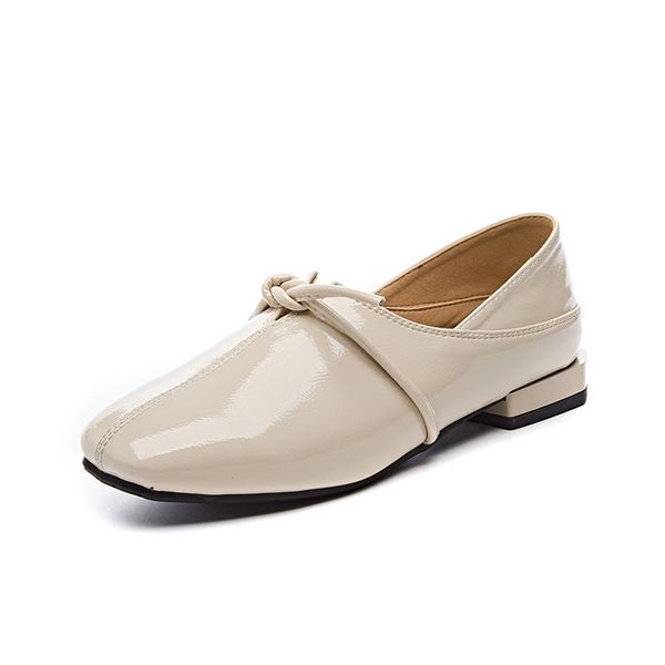 

dress shoes 2021 spring beige women patent leather oxfords bottom low heels pumps square toe ladies, Black