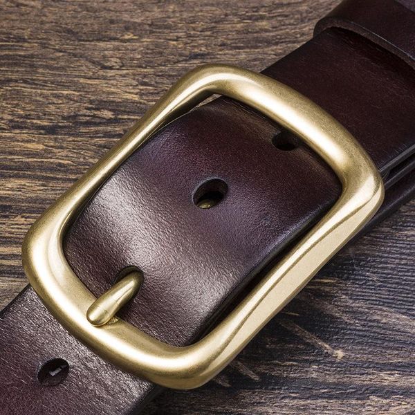 

belts crossten casual 100% genuine leather men's belt pure copper buckle pin luxury waist for jeans, Black;brown