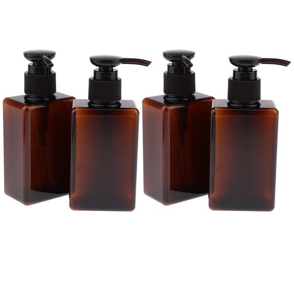 

storage bottles & jars 150 ml empty plastic pump - 4 pack ( amber )- for oils, lotions, soaps, shampoos and more lotion bottle