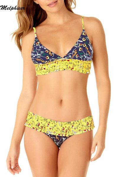 

adjust push up bikini 2021 bubble ruched swimwear women swimsuit vintage print maillot de bain biquini bathing suits xl bathers