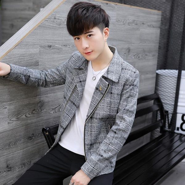 

men's suits & blazers jacket men autumn and winter slim handsome fashion suit collar casual brand, White;black