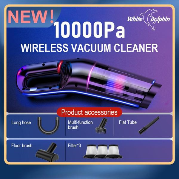 

vacuum cleaners white dolphin cordless handheld cleaner for office car pet hair 10000pa suction household usb chargable
