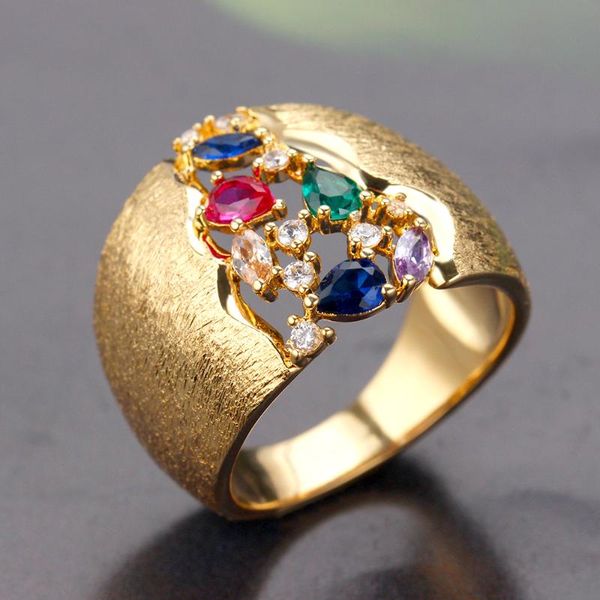 

cluster rings bride talk engagement wedding crystal shiny for women gift luxury paved zirconia brass jewelry accessories, Golden;silver