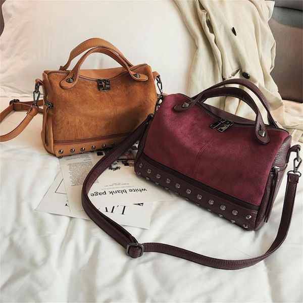 

duffel bags crossbody bag for women fashion studded tote shoulder handbag leather messenger handbags with adjustable strap