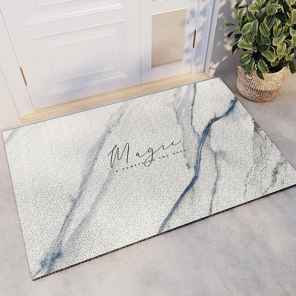 

white marble waterproof non-slip floor rug front carpet can be cut mats entrance doormat rubbing dust carpets