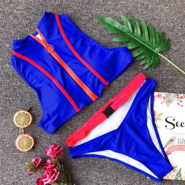 

2021 ladies tank bikini brazilian zip swimsuit women sport swimwear maillot de bain bather bathing suit biquini swim wearing