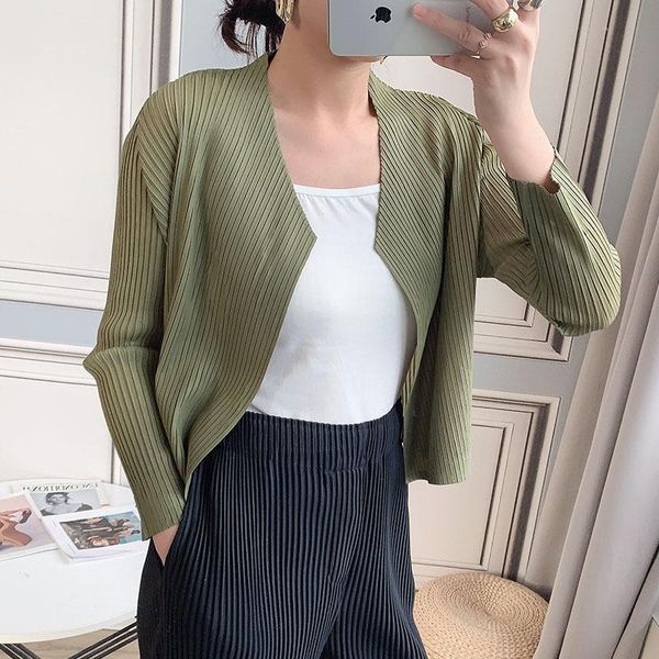 

pleated cardigan for women's long sleeve casual coat jackets, Black;brown