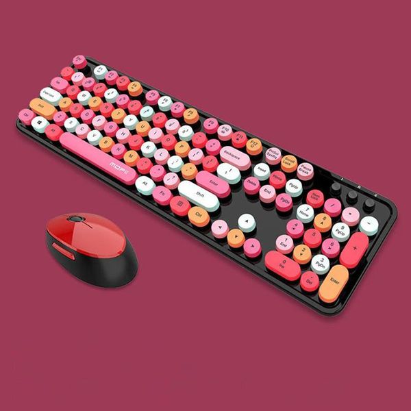 

keyboard mouse combos wireless mechanical and roud keycap silent sets for lapnotebook pc girls gifts game office