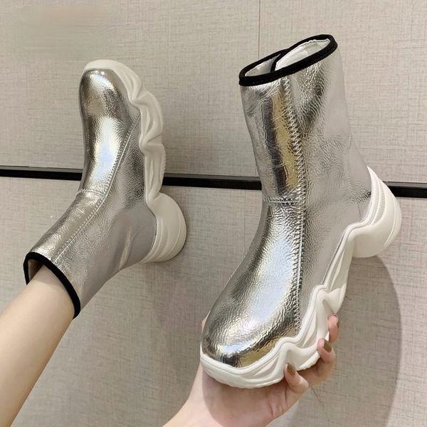 

boots 2021 winter shoes women ankle fashion waterproof snow keep warm footwear platform woman, Black