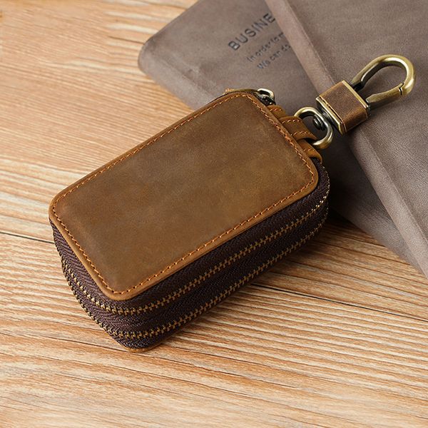 

men key holder housekeeper leather car key wallets keys organizer women keychain covers zipper key case bag pouch purse