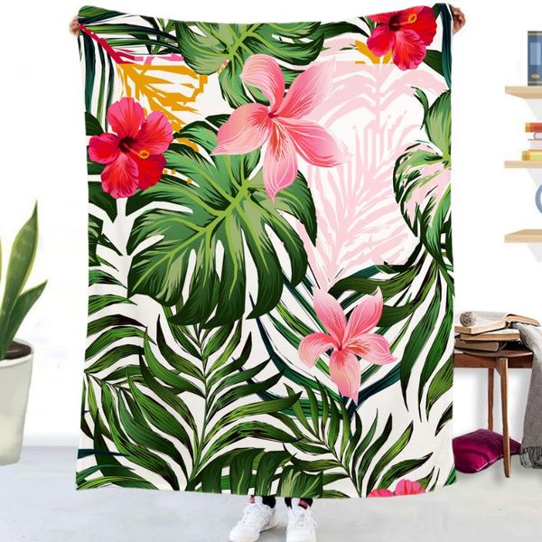

blankets tropical palm leaves quilt blanket flannel mantas home textiles bed sofa gift droppshiping