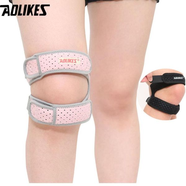 

elbow & knee pads aolikes 1pcs adjustable sports kneepad double patella tendon support strap brace pad protector patellar wrap, Black;gray