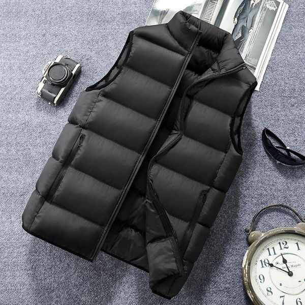 

men's vests autumn and winter down cotton shoulder thickened vest coat clothing horse clip large size we, Black;white