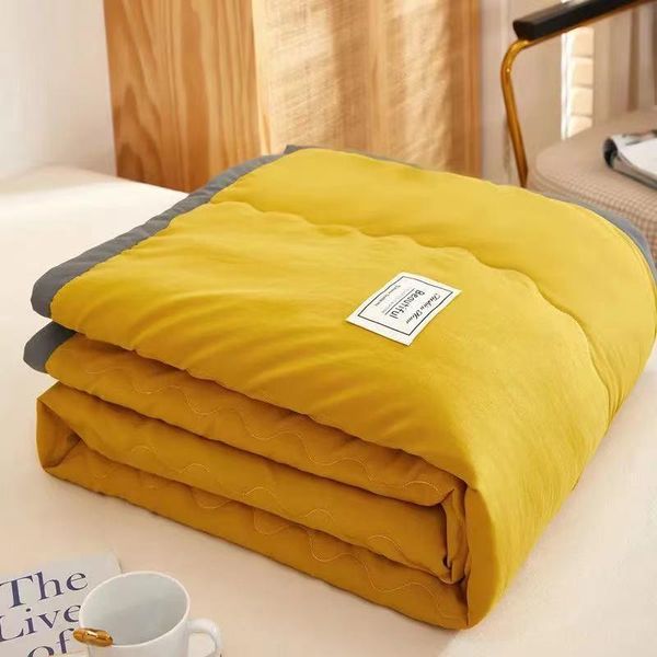 

comforters & sets solid color summer air conditioning quilt double queen size soft washable duvet office nap blanket