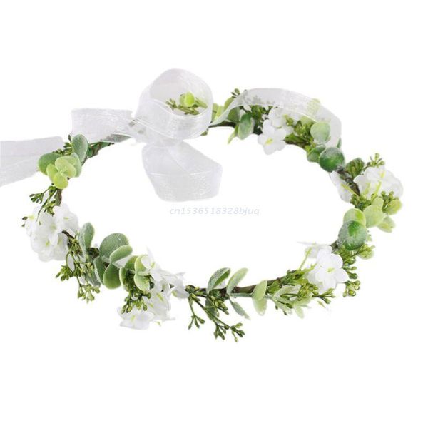 

hair clips & barrettes wedding bridal headband tiara imitation white flower green leaf crown wreath dropship, Golden;silver