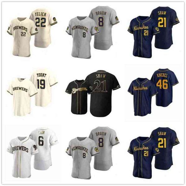 

men women kids 22 christian yelich jersey 2022 season 50th josh hader woodruff lorenzo cain ryan braun brent suter orlando arcia baseball, Black