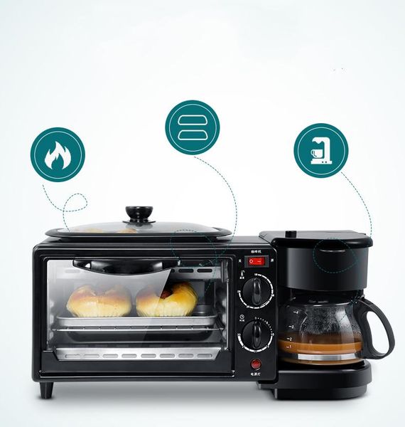 

multifunctional three in one breakfast machine household electric oven toaster frying pan mini skillets