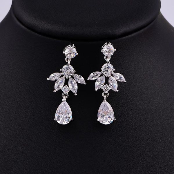 

arrival zircons luxury cubic zirconia jewelry large sparkling big zircon crystal earrings for girls wedding cze-9031 dangle & chandelier, Silver