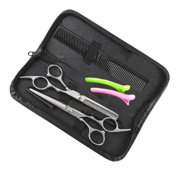 

hair scissors 1 set of 6pcs professional tooth cutting ergonomics handle hairdressing scissor comb kit portable styling