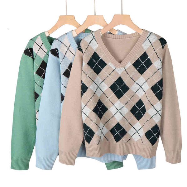 

women's sweaters vintage female sweater, v-neck, chess, y2k, folgado, korean fashion, winter vb61, White;black