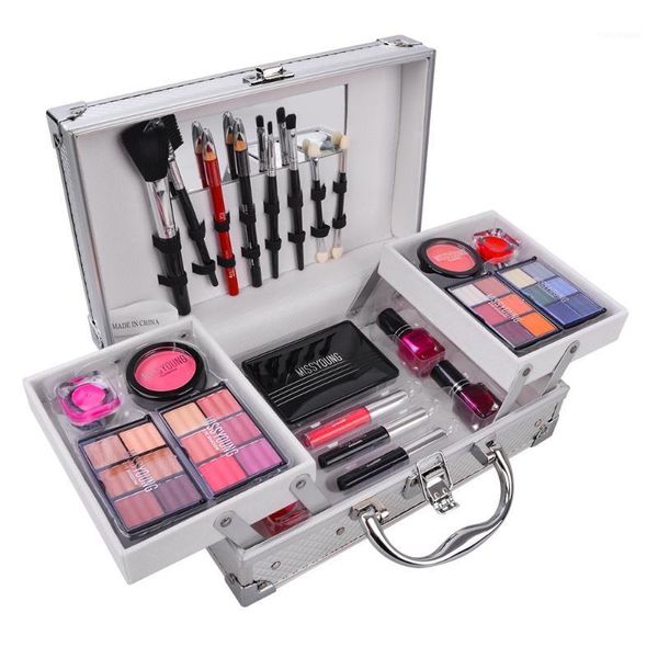 

professional makeup set 3 lyers suitcase kit glitter lipstick brushes nail polish cosmetic for eyeshadow palette1