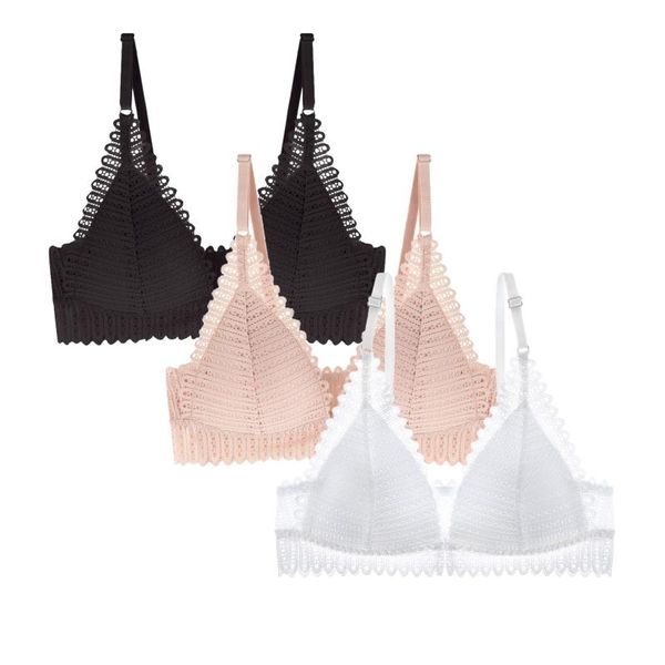 

bras back underwear nopad unlined lingerie backless bralette women push up seamless adjustable plus size bra 3pc d722#, Red;black