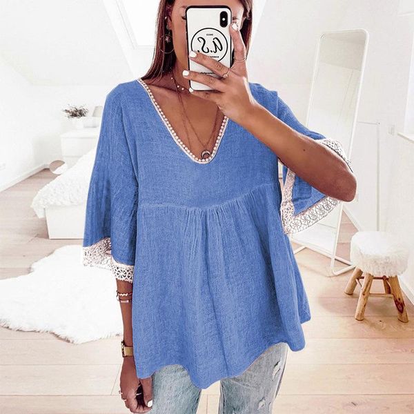 

women's blouses & shirts summer women boho elegant lady lace casual embellished, White