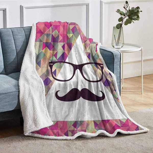 

Couch Throw Blanket Hipster Mustache On A White Triangle Fall Throw Blanket for Couch
