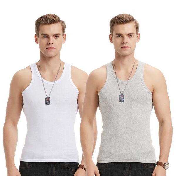 

3pcs men's cotton t-shirts pure sleeveless tank summer o neck daily home tees white color t shirts slim fit casual blouse, White;black