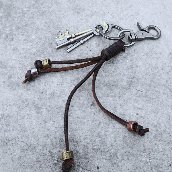 

keychains handmade black quality leather strap diy car mens keychain keyring for key holder canada bag charm gift ideas wholesale online, Silver