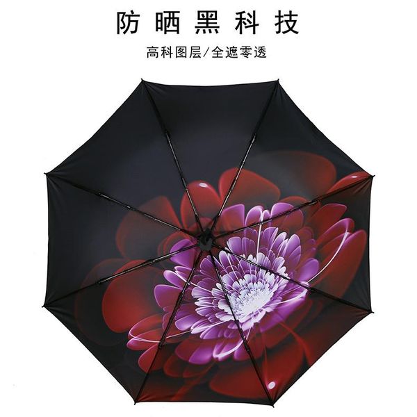

umbrellas sun protection uv three-fold flower umbrella three-folding non-automatic