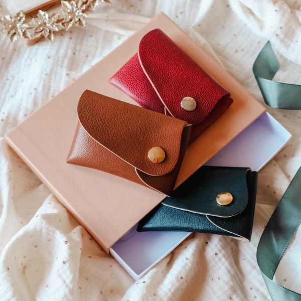 

new leather wallet personalized student coin storage bag, White