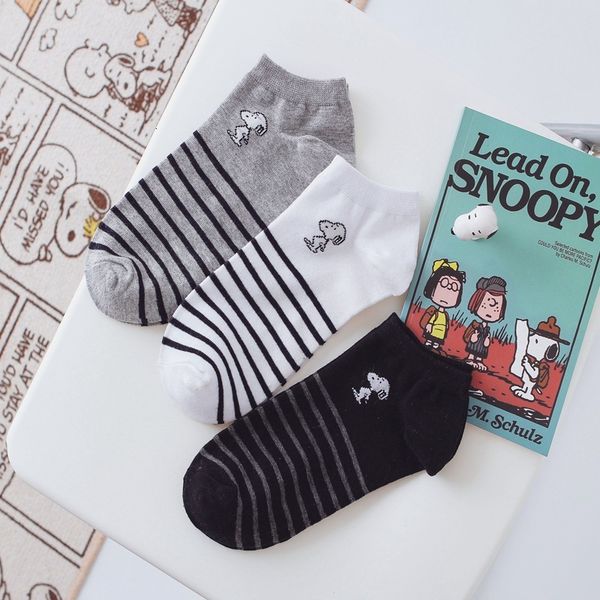 

socks men's cute dog cotton men's ship stripe shallow mouth male student sports leisure, Black;white