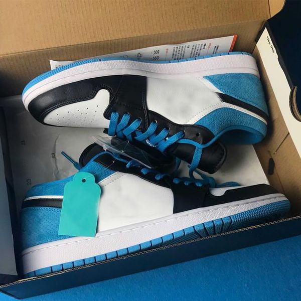 

with box jumpman 1 low basketball shoes gs ct1564 black laser blue white women mens fashion trainers designer schoenen