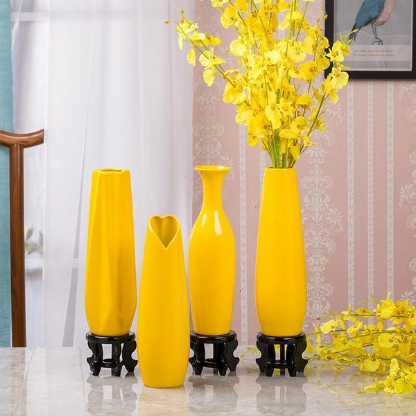 

vases 30cm modern yellow vase furniture decoration ceramic red tablestatue flower pot home decorations wedding r2431