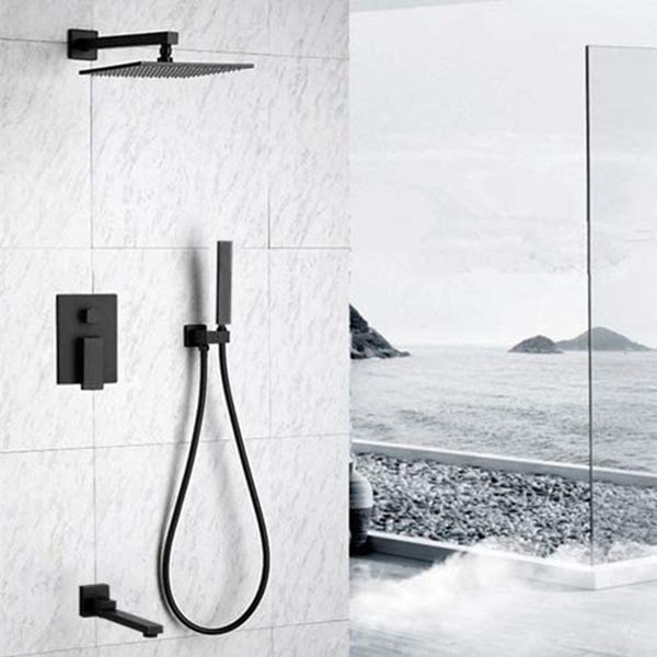

bathroom 10 inch black rainfall shower faucet system set sets