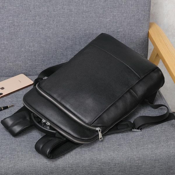 

backpack 100% cow genuine leather men backpacks real natural student boy large fashion computer lapbag